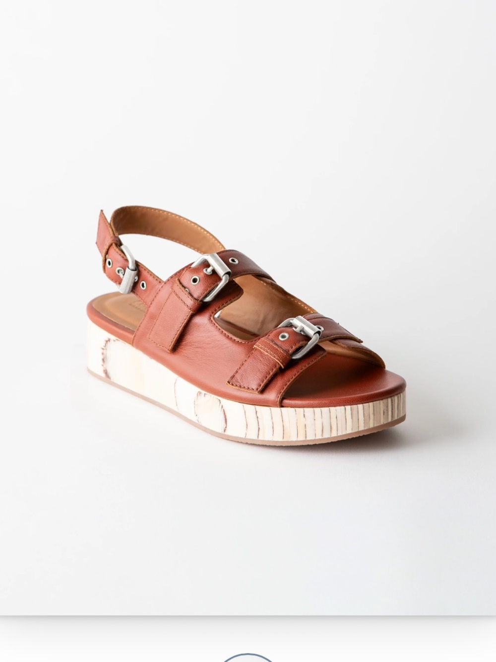 Fortress Brown Leather Platform Buckle Sandals